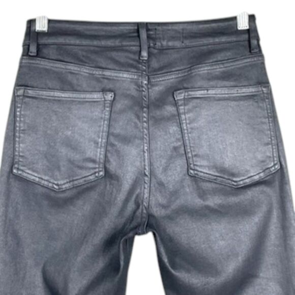 Pilcro Yaya Coated Crop Flare Jeans Black Size 30P Anthropologie EUC - Picture 11 of 16